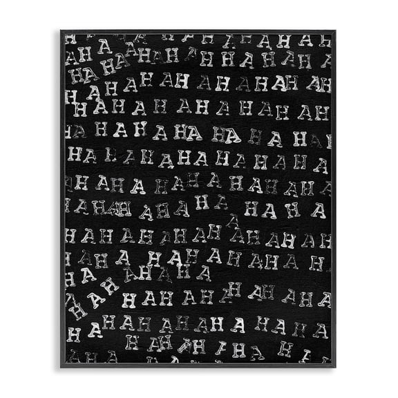 Stupell Industries Contemporary Haha Typography Pattern Black Framed Giclee Art, 11 x 14, by Jodi Fuchs