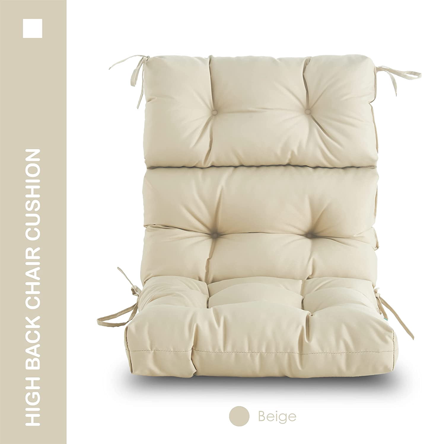 YOOZEKU Outdoor High Back Adirondack Rocking Chair Cushions set of 2,Waterproof Tufted Patio Seat Cushions for Outdoor Furniture with Ties,45x22 Inch, Beige