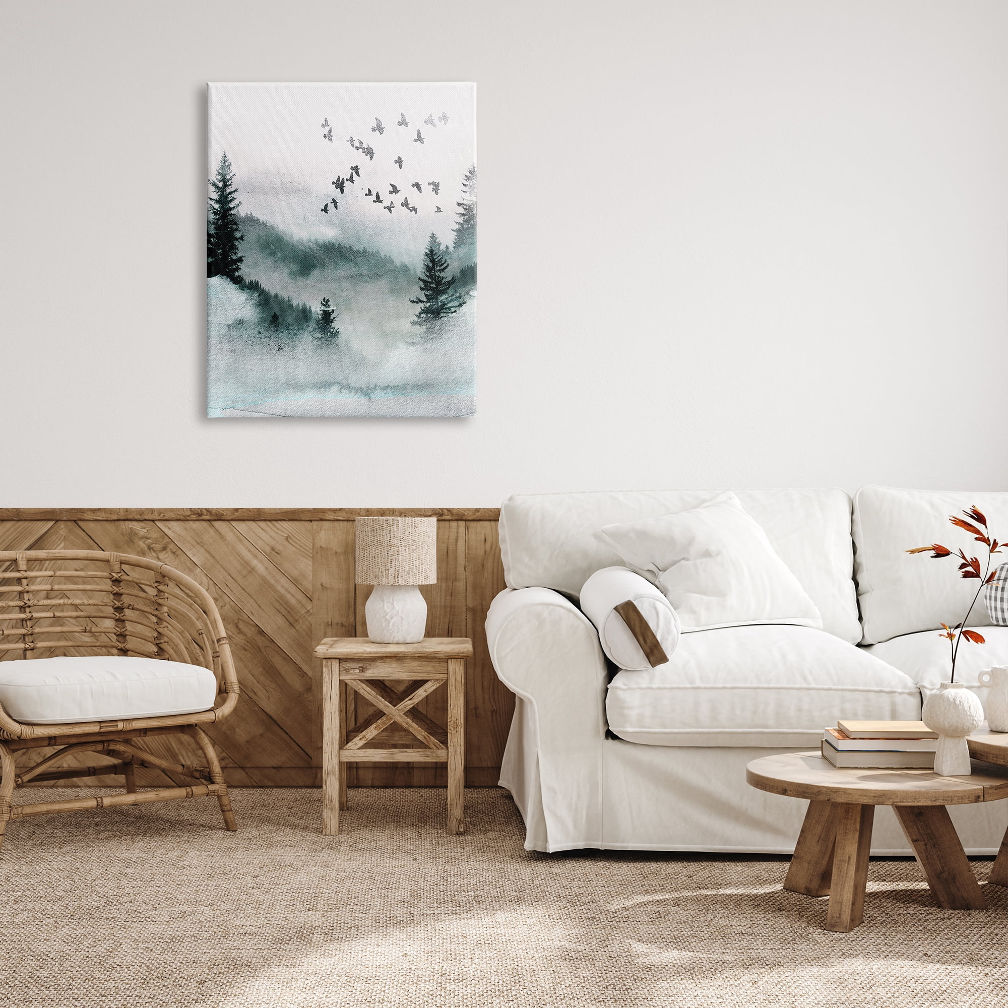 Stupell Industries Birds Flying Woodland Trees Nature Painting Gallery Wrapped Canvas Print Wall Art, 30 x 40