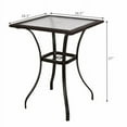 thumbnail image 2 of Spaco 28.5'' Square Tempered Glass Metal Table with Rattan Edging, 2 of 5