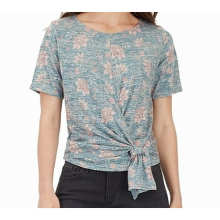 Womens Vintage Foral Knotted T-Shirt Top XS