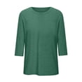thumbnail image 4 of Lixiuxyad 17/5000 Women's Fashion Casual Solid Color Round Neck Point Sleeve Top T Shirt Womens Summer T Shirts,Green L, 4 of 4