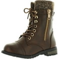thumbnail image 2 of Women's Winkle Back Shaft Side Quilted Zipper Knee High Flat Riding boots shoes (Mngo-31-Brown- 9), 2 of 5