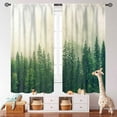 thumbnail image 5 of Green Forest Curtains,Misty Forest Nature Landscape Curtains Woodland Pine Tree Scene Mountain Window Drapes for Living Room Bedroom Bathroom 2 Panel,52X84 Inch, 5 of 5