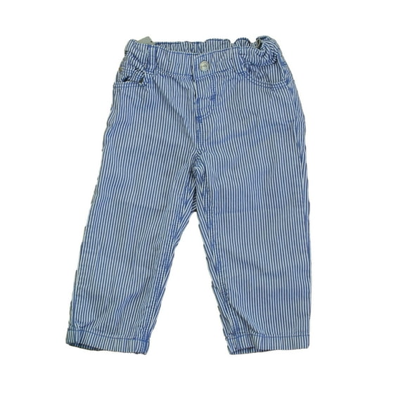 Pre-Owned Petit Bateau Boys Blue | White Stripe Pants size: 12 Months (Good)