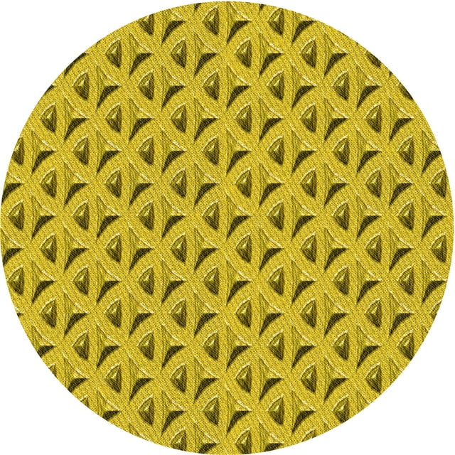 Ahgly Company Tapis Rond Lavable en Machine Intérieur Transitionnel Jaune, 7 Pieds Rond