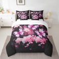thumbnail image 2 of YST Butterfly Comforter Set Queen Size Cherry Blossoms Bed In A Bag Pink Petals Floral Bedding Set Rustic Romantic Bedding Comforter Sets Bedroom Decor 7 Piece, 2 of 5