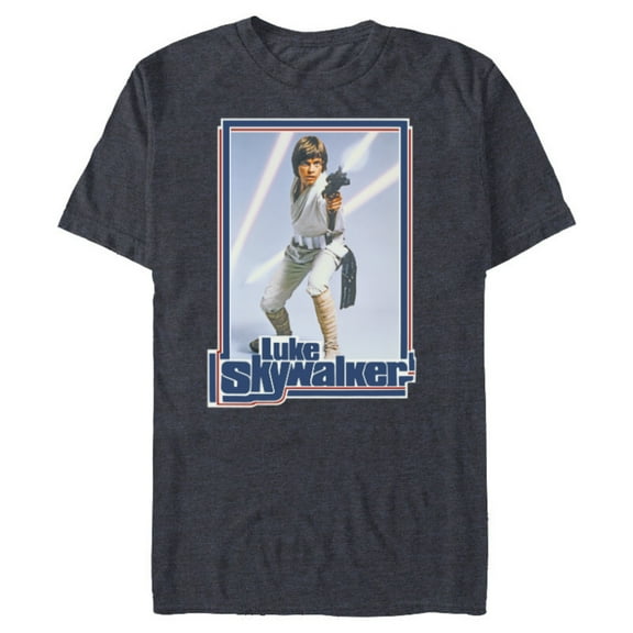 Star Wars Luke Skywalker 70s Retro - Short Sleeve Blended T-Shirt for Adults - Customized-Navy Heather