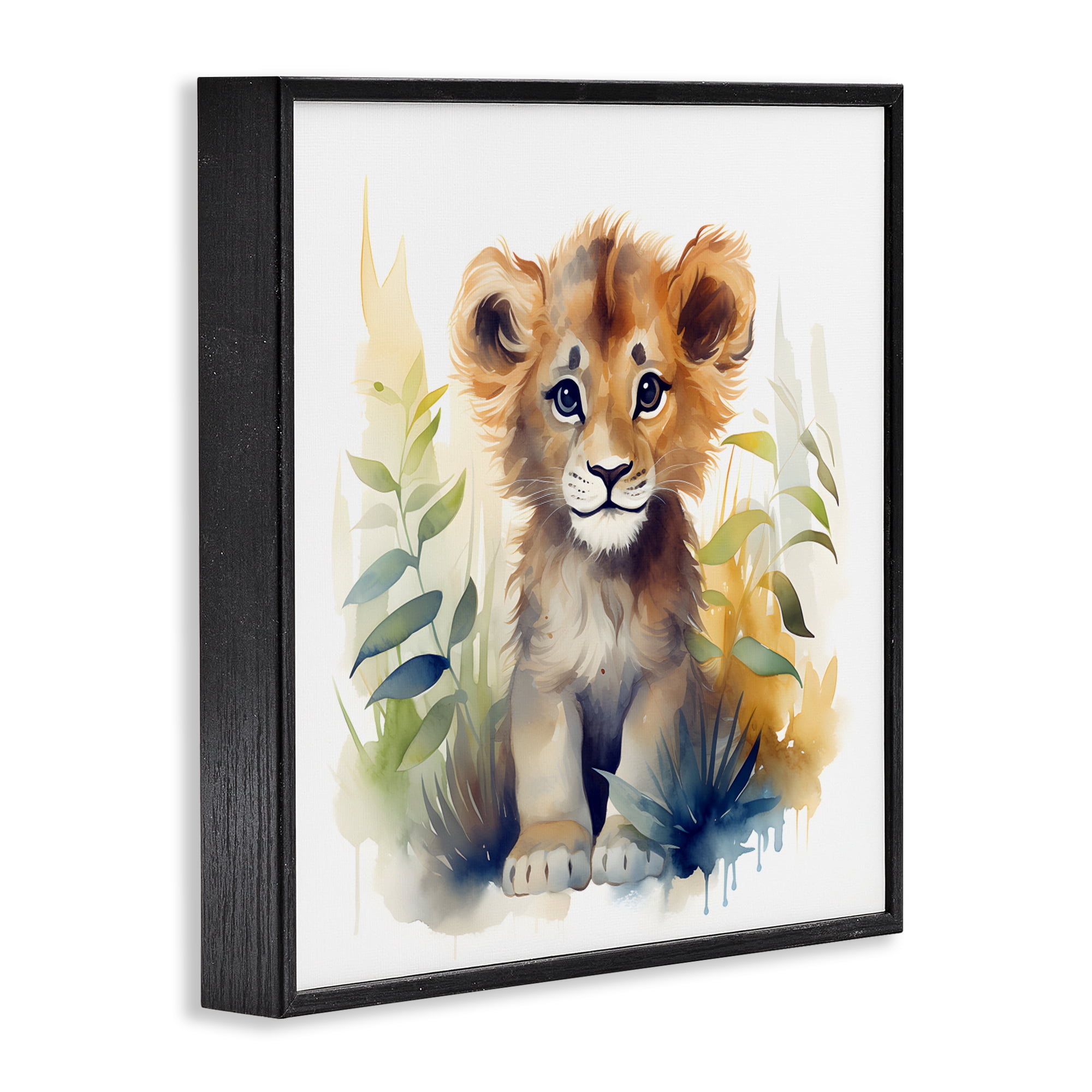 Stupell Industries Crafty Critters Lion Black Framed Giclee Art, design by Steve Hunziker