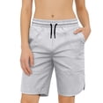 thumbnail image 2 of WULMLEO Women's Drawstring Hiking Shorts 8" Quick Dry Lightweight Athletic Shorts with Pockets Outdoor Golf Active Cloth Light Gray L, 2 of 6