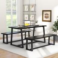 thumbnail image 4 of Costway 3 Pieces Dining Table Set 63" Large Table and 2 Long Benches for 4-6 People Black, 4 of 8