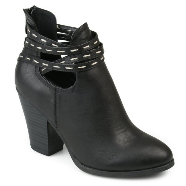 stacked heel bootie