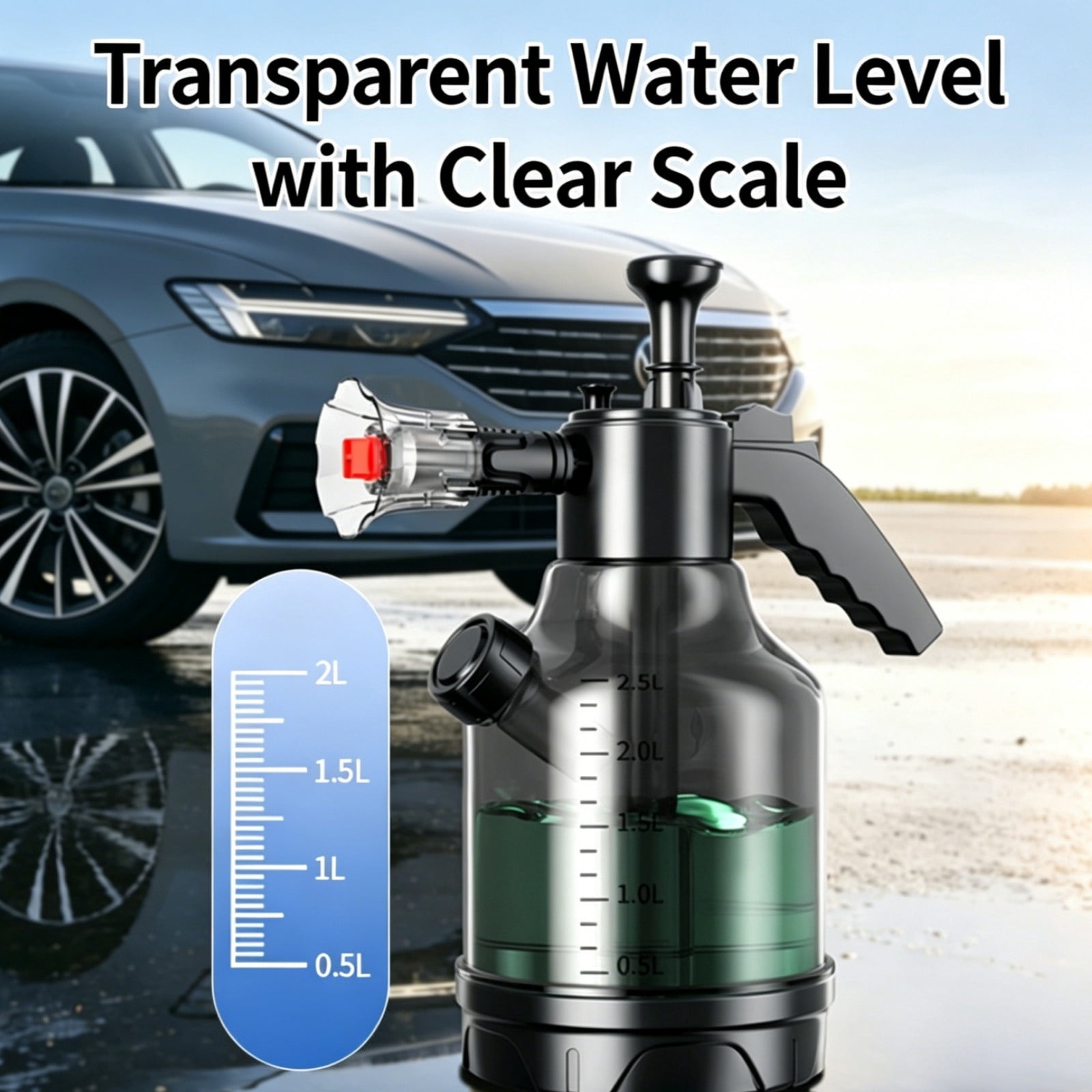 TTJ 3 L Manual High-Pressure Car Wash Foam Sprayer Bottle Pump-Action Foam Cannon For Household Car Cleaning Multi-Nozzle Includes Windproof Spray Head And Watering Nozzle