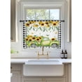 thumbnail image 3 of Sheer Curtains 45 Inch Length, Sunflowers Semi Sheer Curtains Light Filtering Window Treatment, Spring Farmhouse Country Truck Floral Black Plaid Privacy Voile Drapes for Living Room 52x45 Inch, 3 of 7
