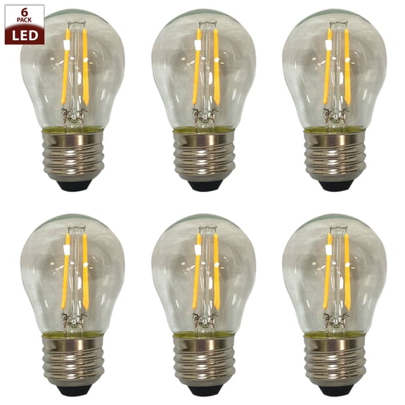 Royal Designs Decorative Clear Indoor or Outdoor G45 Vintage Edison E26 Medium Base Dimmable LED Light Bulbs, 6 Pack