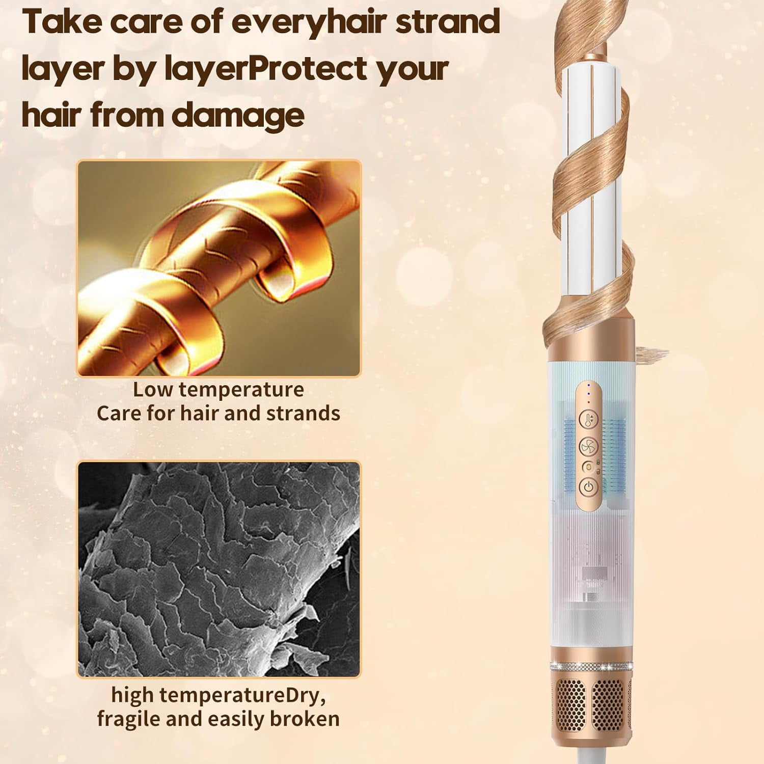 Blow Dryer Brush, 7 in 1 Hair Dryer Brush Blow Dryer with 110000PRM High-Speed Negative Ionic, Multistyler Hair Styling Tools with Curling Wand Straightener Brush Volumizer, Auto Air Curler