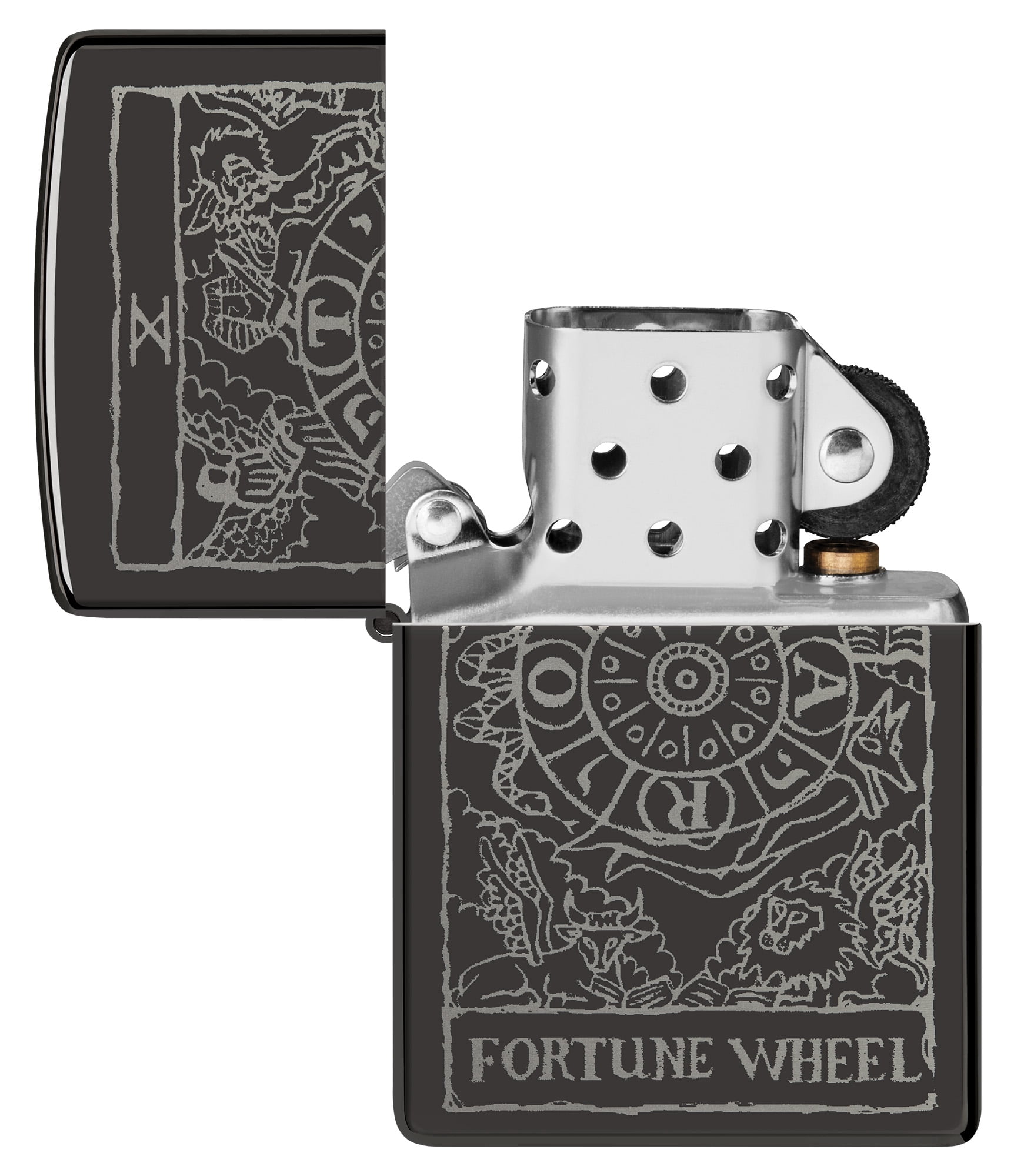 Zippo Wheel of Fortune Design High Polish Black Pocket Lighter