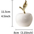 thumbnail image 3 of ABCISI Ceramic Fruit, Artificial Apple Statue Figurine Gifts, Tabletop Fruit Sculpture Ornament for Dining Room Home Bookshelf Decor, White, Small, 3 of 7