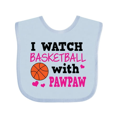 

Inktastic I Watch Basketball with Pawpaw Gift Baby Girl Bib