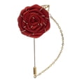 thumbnail image 4 of Broche de hombre con forma de rosa, colgante, para boutonniere, alfiler de corbata, accesorios, ramillete, alfiler de traje rojo oscuro, 4 of 9