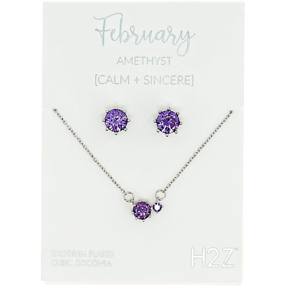 Pavilion Gift Company - February Amethyst - 16.5"-18.5" Birthstone Jewelry Gift Set