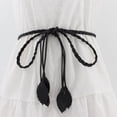 thumbnail image 5 of Hontri Pu Belt in Clearance, Women Versatile Decorative Thin Pu Belt Waist Chain Leaf Woven Thin Belt Knotted Skirt Waist Rope Belt, Female White One Size, 5 of 7