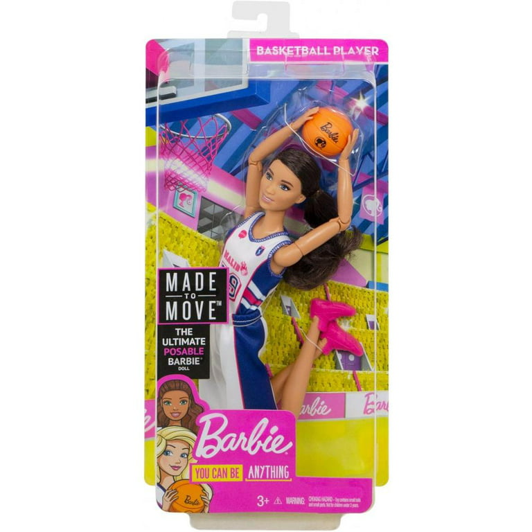 Barbie Made to Move Basketball Player Doll, Brunette 