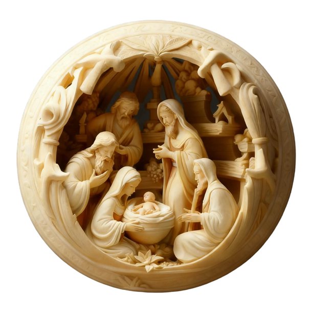 Decoraciones navideñas, adornos navideños, regalos de Navidad. Colgante circular con efecto de bendición de nacimiento y visión estereoscópica navideña. Adornos para coche.