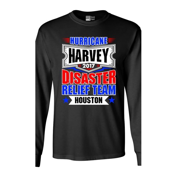 Long Sleeve Adult T-Shirt Hurricane Harvey Disaster Relief Team Houston 2017 DT