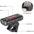 thumbnail image 3 of Luz para bicicleta, potente 2400 lúmenes, 4400 mAh, luz delantera para bicicleta, lámpara de faro LED recargable por USB, 4 modos de luz, resistente al agua IP65 para acampar, 3 of 5