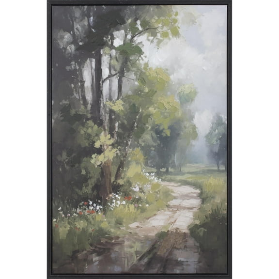 My Texas House Tree Lined Path Landscape Framed Emb Canvas 24" x 36"