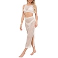 thumbnail image 6 of Lopeceal 2Pc Swimsuit Cover Up For Women Crochet Hollow Out Crop Bikini Cover Up Top And Slit Midi Skirt Elegant Fashion, 6 of 6