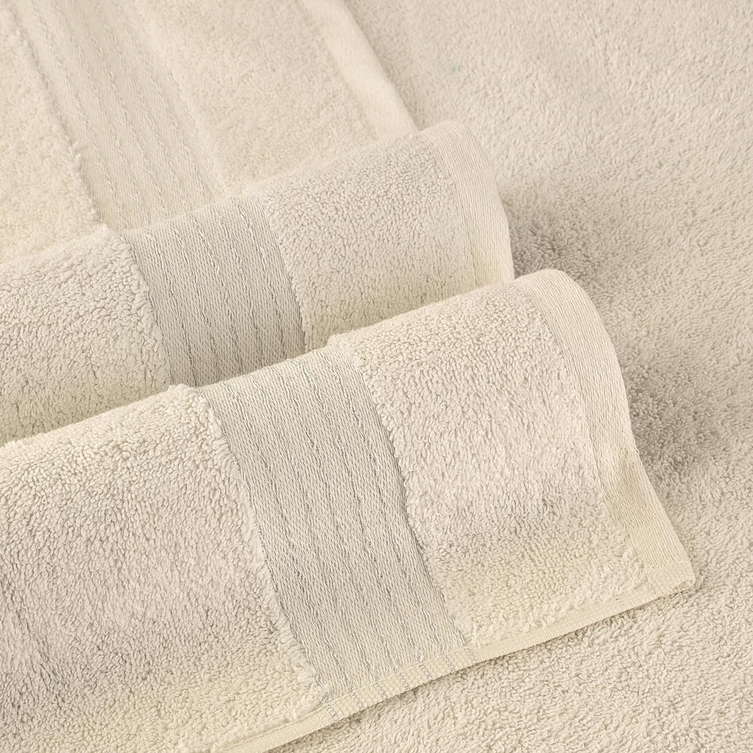 Elegant Comfort Cotton 6-Piece Towel Set, Includes 2 Washcloths, 2 Hand Towels and 2 Bath Towels, 100% Turkish Cotton - Highly Absorbent and Super Soft Towels for Bathroom, Ivory