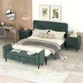 thumbnail image 2 of 4-Pieces Bedroom Sets, Queen Size Upholstered Platform Bed with 2 Nightstands and 1 Storage Bench, Bedroom Furniture Sets for Kids Teens Adults, No Box Spring Needed, 84.3"L×64.6"W×42.7"H, Green, 2 of 7