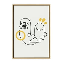 Kate and Laurel Sylvie Still Here Framed Canvas Wall Art by Shatha Al Dafai, 23x33 Natural, Whimsical Line Drawing Abstract Art Print for Wall