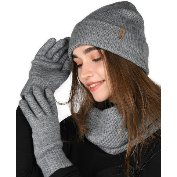 shiyou-Furtalk Unisex Beanie Toque Scarf Gloves Set for Men and Women Winter Hat Neck Warmer Set with Warm Fleece Lined