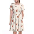 thumbnail image 1 of Bixox Robe d'Été à Manches Courtes pour Femmes Robe Ample Longueur Genou avec Poches-Écureuil Mignon, 1 of 7