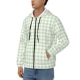 thumbnail image 3 of Goofa Pistachio Green Checkboard Pattern Mens Full-zip Hoodie, Zip-up Pullover Hooded Sweatshirt, Kangaroo Pocket Hoodie Ideal for Daily Wear, Travel, and Home-X-Large, 3 of 5