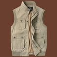 thumbnail image 2 of Atogsazn Men Casual Zipper Jacket Loose Stand Collar Sleeveless Muti Pockets Tank Top for Men Solid Color Coat 02-Khaki L on Clearance, 2 of 9