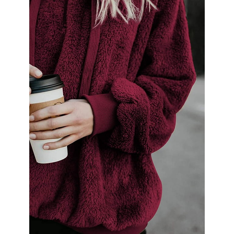 Red sherpa pullover hotsell