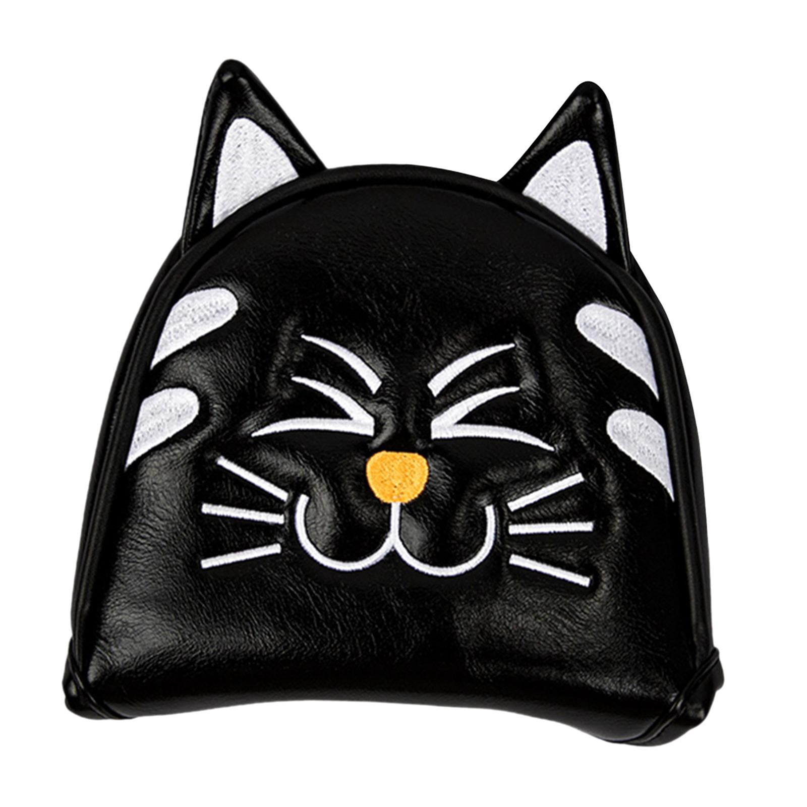 QccHieUs Golf Club Head Covers Mallet Putter Cat Pattern Accessories Putter Cue Headcover Semicircle Black