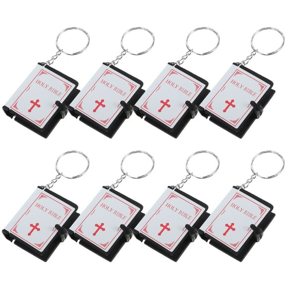 Zehuanyu 8 Pcs Religious Bible Keychain Mini Bible Keychain 4.00X3.30X1.10CM Silver