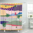 thumbnail image 1 of ZY-suttom Geometry Colorful Collage Floral and Nature Publication White Abstract Shower Curtain 66x72 inch, 1 of 1