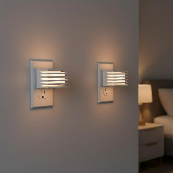 LOHASLED White Dimmable Amber Plug In Night Light 2 Pack with Dusk to Dawn Sensor