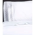 thumbnail image 2 of Melange Home Sateen Cotton Rope Embroidery Stripe Sheet Set Full, Grey on White, 2 of 2