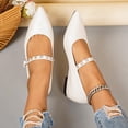 thumbnail image 4 of Women's Ballet Mary Jane Flats 2026 Casual Versatile Pointed Toe Buckle Strap Flats Summer Novel Trendy Comfortable Ballerina Shoes for Work Walking Beige 9, 4 of 9