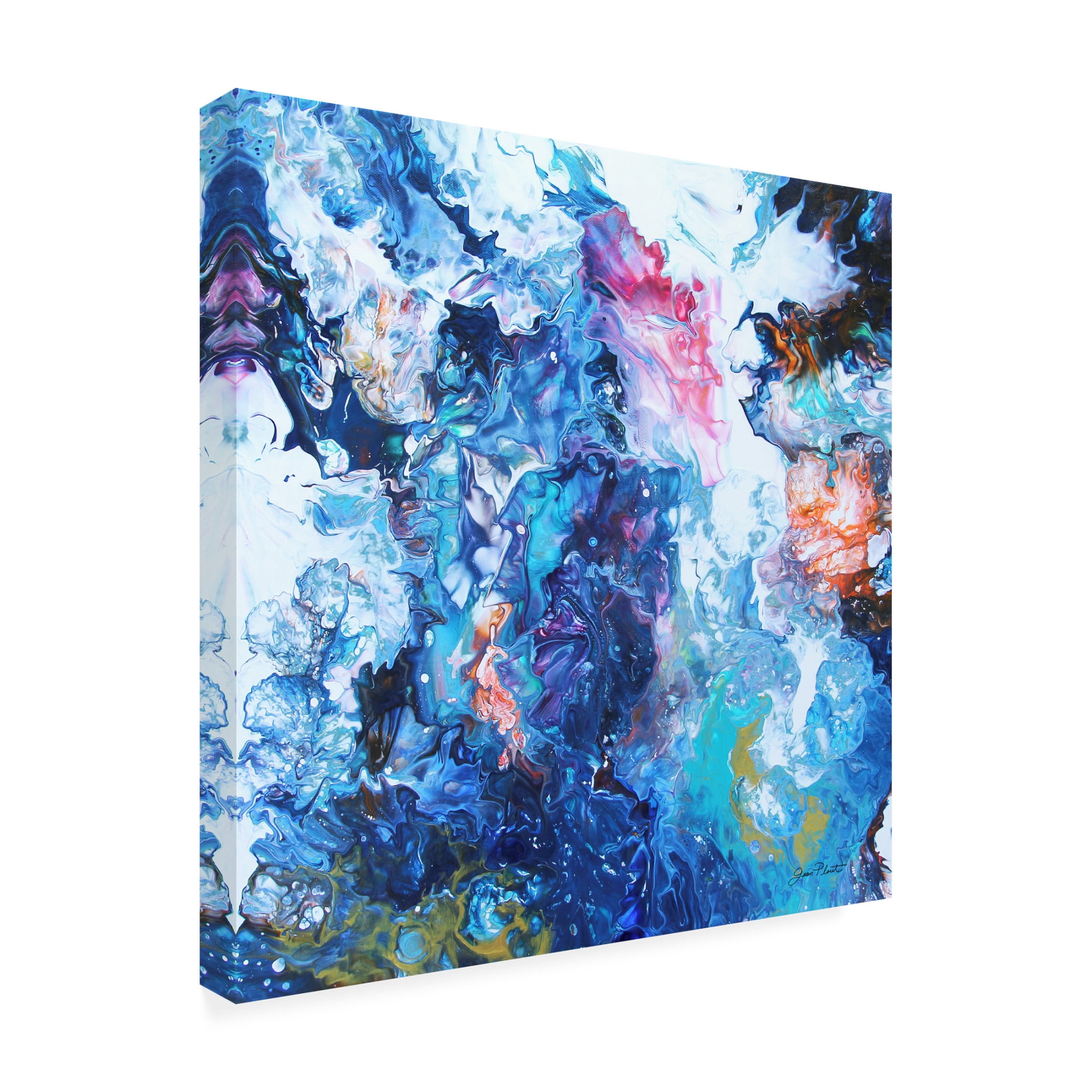Canvas Wall Art - Jean Plout 'Abstract Pouring D' Wall Art for Living Room, Bedroom, or Office Décor by Trademark Fine Art - 24 x 24 Inches