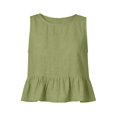 thumbnail image 5 of WEIWEN Linen Tank Tops for Women Dressy Casual Ruffle Hem Sleeveless Vest Shirts Womens Summer Outfits 2026 Trendy Beach Vacation Blouses Green, S, 5 of 6