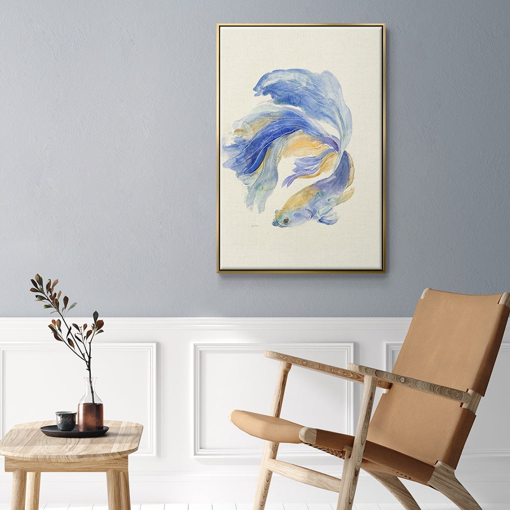 Betta II Framed Premium Gallery Wrapped Canvas - Ready to Hang - 17 x 25 - Gold Floating Frame