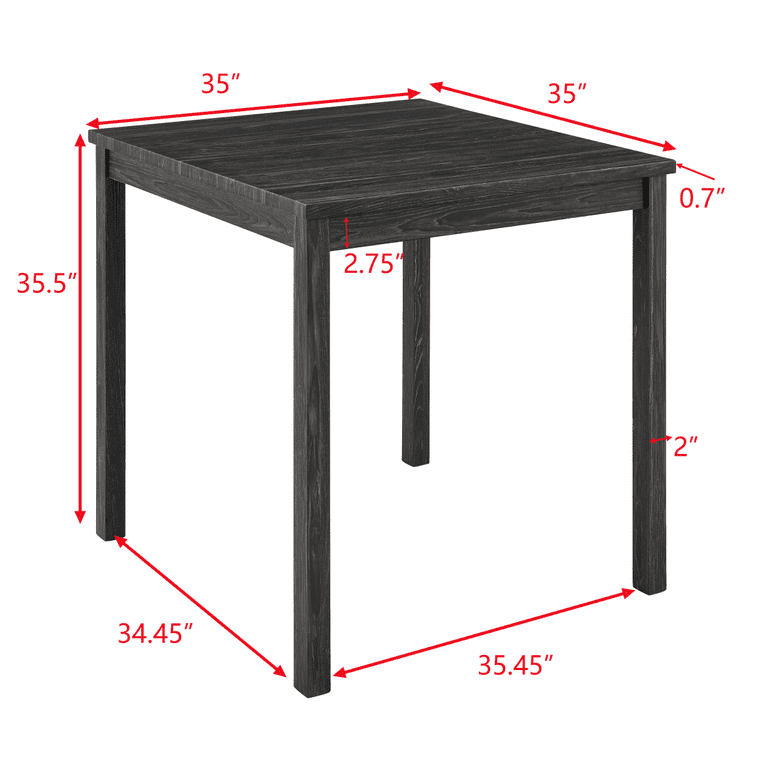 35 Square Dining Table Chairs Set Bar Table with 4 Stools for Small Place High Top Table 5 Piece Breakfast Table Set Sturdy Solid Wood Frame Easy to Assemble Black Walmart